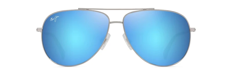 Maui Jim Unisex Hauoli Sunglasses, Shiny Silver W/Blue & Green, 59-12-145