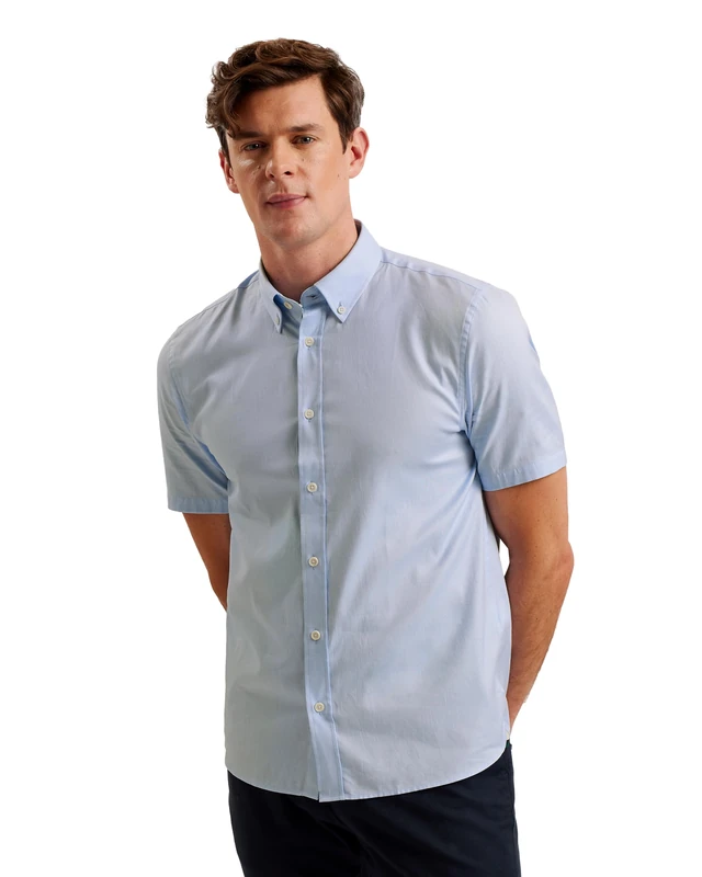 Ted Baker Mens Aldgte Regular Premium Oxford Shirt, Lt-Blue, XL UK