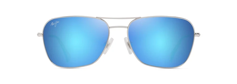 Maui Jim Naauao Sunglasses, Shiny Silver W/Blue & Green, 58-16-145