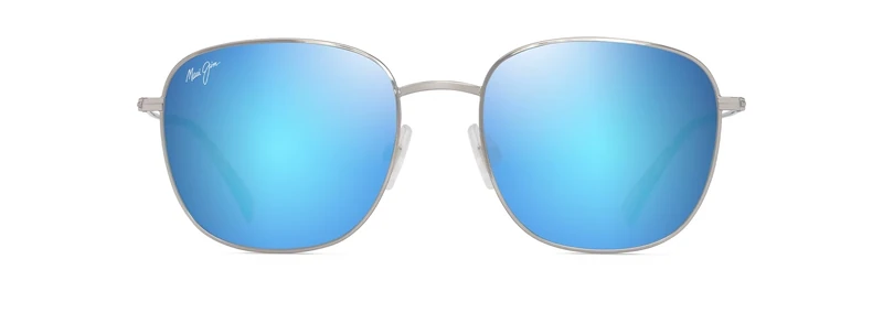 Maui Jim Olali Af Sunglasses, Shiny Silver W/Blue & Green, 55-19-150