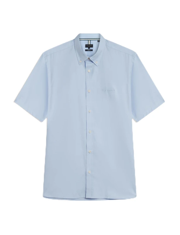 Ted Baker Mens Alyth Regular Branded Oxford Shirt, Lt-Blue, XS UK