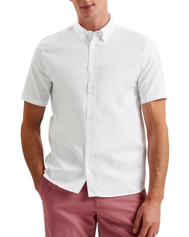Ted Baker Mens Aldgte Regular Premium Oxford Shirt, White, M UK