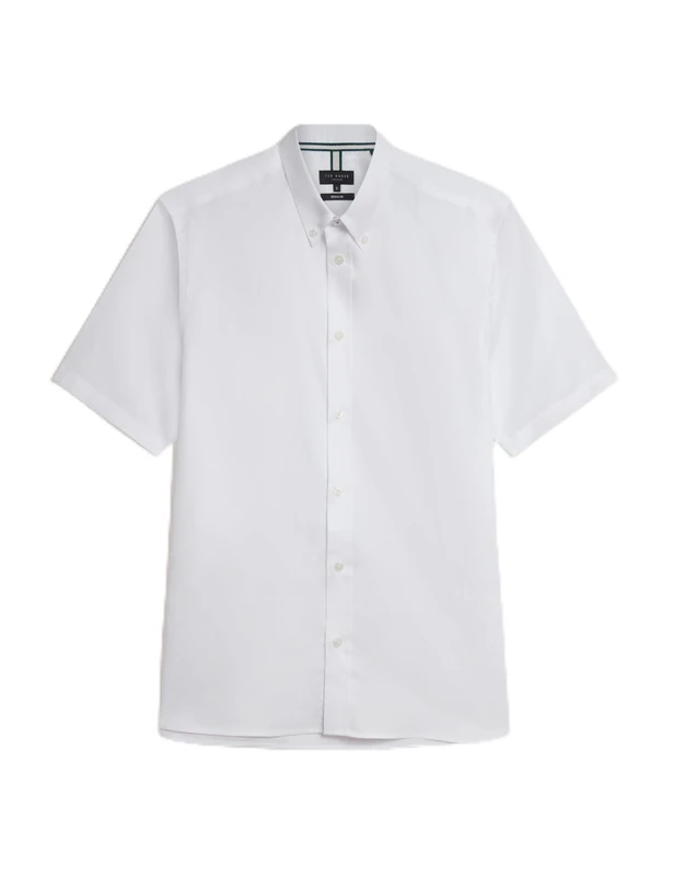 Ted Baker Mens Alyth Regular Branded Oxford Shirt, White, XS UK