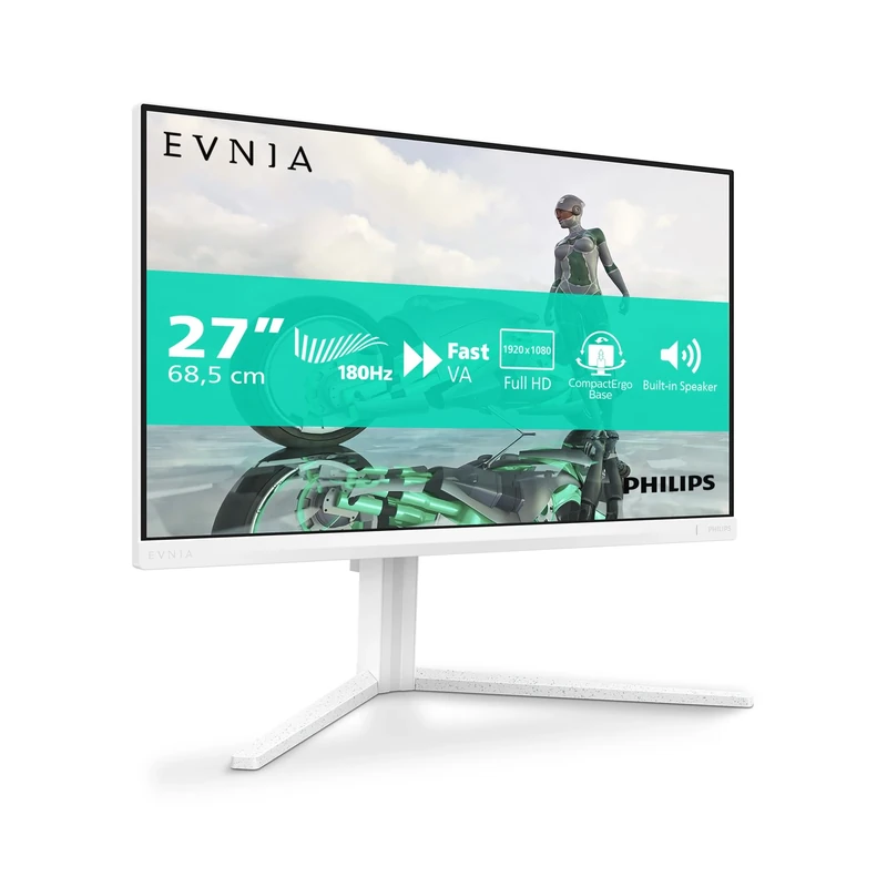 Philips Evnia 27M2N3201A - 27 inch Full HD gaming monitor, IPS, HDR10, 180 Hz, 0.5 ms, FreeSync Prem, G-Sync Comp, Height Adjust, HDR10 (1920x1080, 2x HDMI, DisplayPort) White