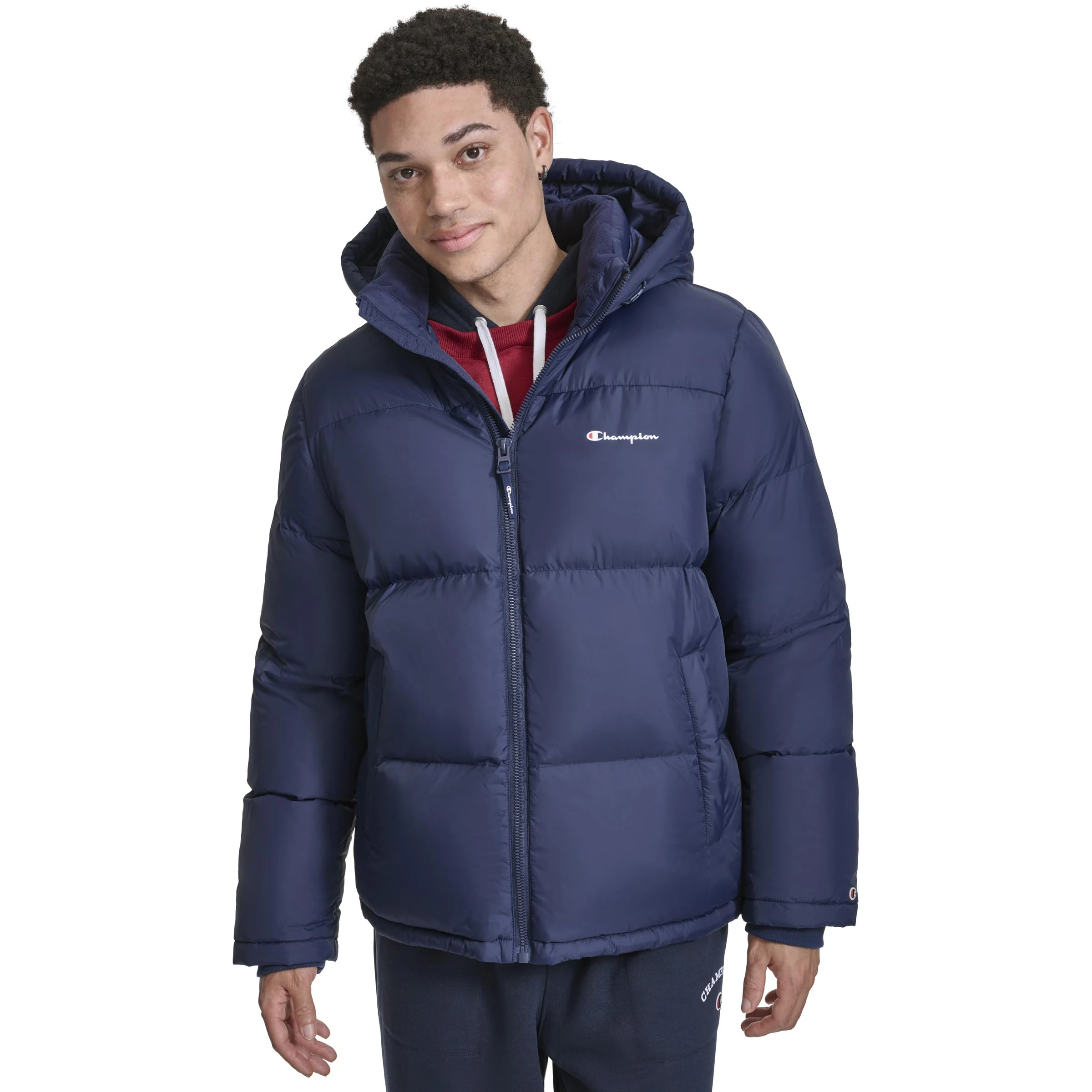 Champion Men's Heavy Weight Puffer with Adjustable Hood Jacket, Peacoat, XL