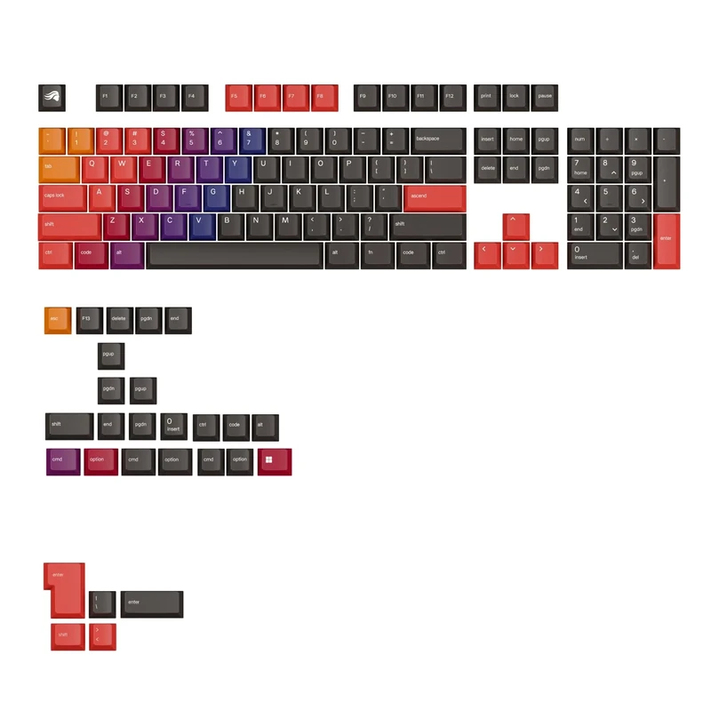 Glorious Gaming - GPBT Gradient Keycaps for Custom Mechanical Keyboards, No Fade Dye-Sublimated, Fits 100%, 75% 65% 60%, PBT Polymer, Fits ANSI & ISO, Supports Windows & macOS - Celestial Fire