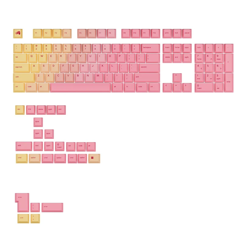 Glorious Gaming - GPBT Gradient Keycaps for Custom Mechanical Keyboards, No Fade Dye-Sublimated, Fits 100%, 75% 65% 60%, PBT Polymer, Fits ANSI & ISO, Supports Windows & macOS - Grapefruit - Image 1