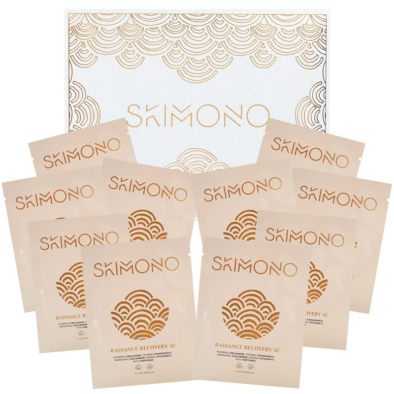 SKIMONO Radiance Recovery Eye Mask (Pack of 10), Under Eye Gel Patches with Collagen and Vitamin C for Dark Circles and Puffy Eyes