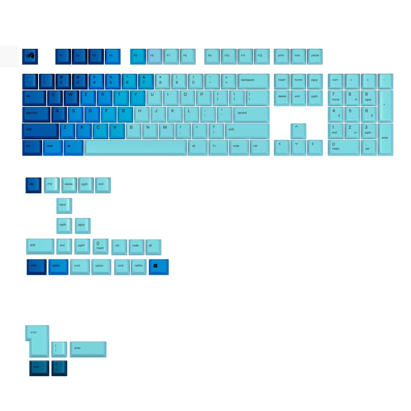 Glorious Gaming 115x GPBT Keycaps - Cherry Profile, Super Durable PBT Plastic, Eye Catching Aesthetics, Superior Sound, Original Typeface, Ocean, US English Layout