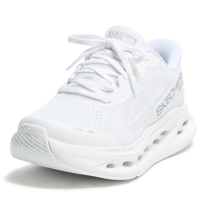 Skechers Women's Max Cushioning Glide-Step Caledonia Trainers, White Silver, 10