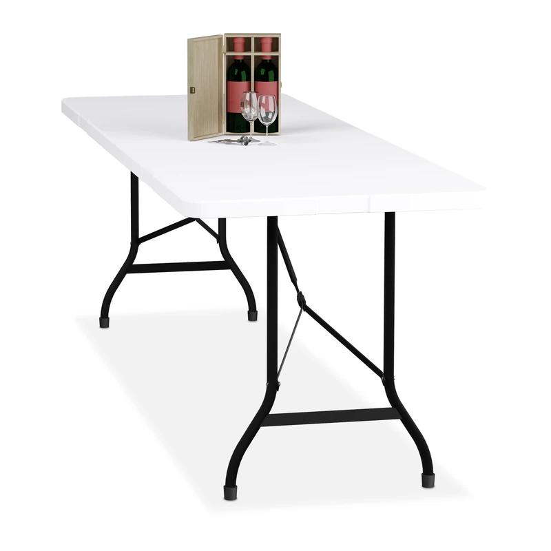 Relaxdays Garden Table, White, 75 x 220 x 68 cm