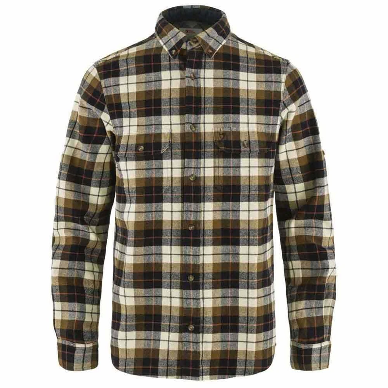 FJALLRAVEN 81373-113-555 Singi Heavy Flannel Shirt M T-Shirt Men's Chalk White-Dark Navy Size S