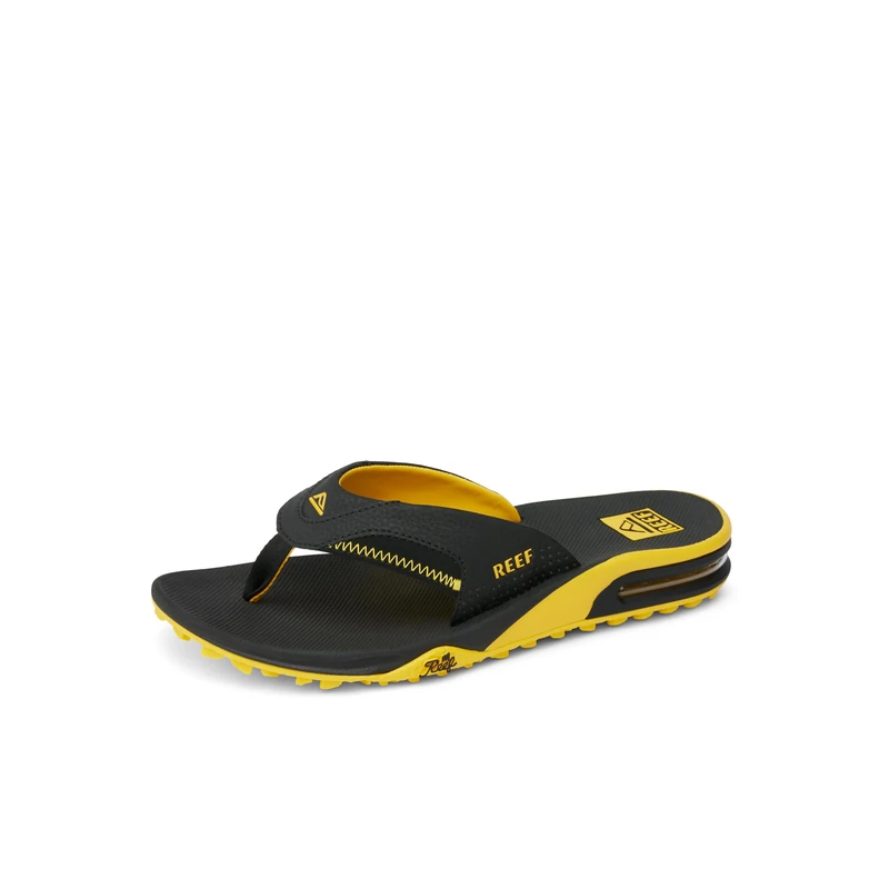Reef MENS SANDALS, FANNING PREGAME, BLACK/YELLOW, 10 UK