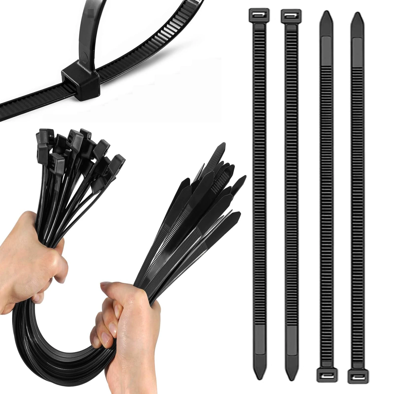Yalixuan Black Cable Ties 450mm×4.8mm,Pack of 100,18 inch/45 cm Premium Self-Locking Nylon Zip Tie Wraps,Large UV Resistant Cable Ties Extra Long Zip Tie Wraps for Outdoor Use