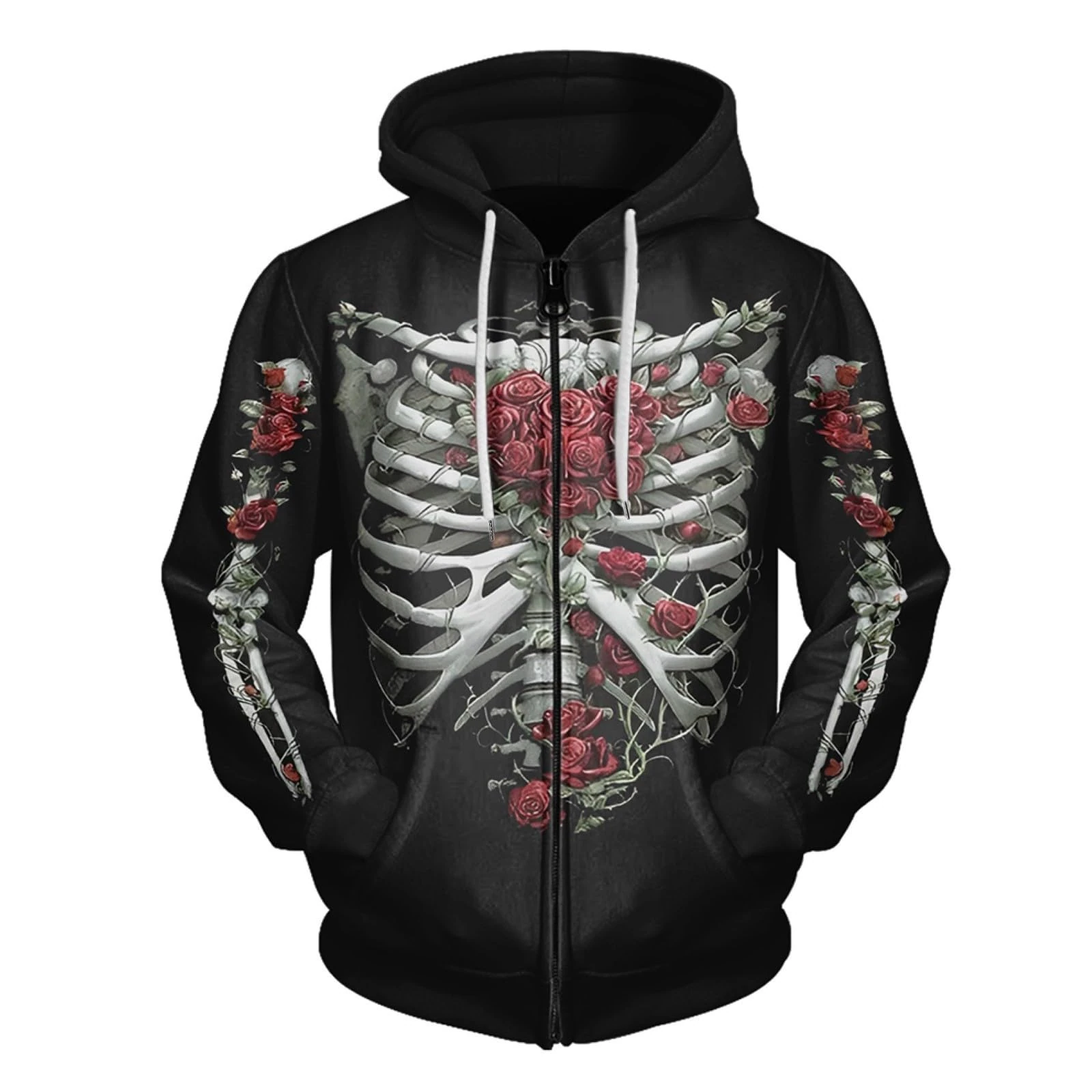 Beokeuioe Skeleton Print Hoodie Halloween Pullover Men's Basic Sweatshirt Oversize Hoodie with Hood Sweat Jacket Horror Printed Cosplay Outfits Costumes Long Sleeve Shirt, B13 Red, 3XL