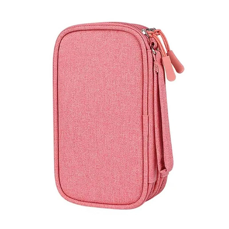 Travel Cable Organiser Bag, Electronics Accessories Organiser Bag, Portable Electronics Accessories Organizer, Cord and Gadget Storage Bags for Cables USB Drive Charger Earphone(Bilayer, Pink)