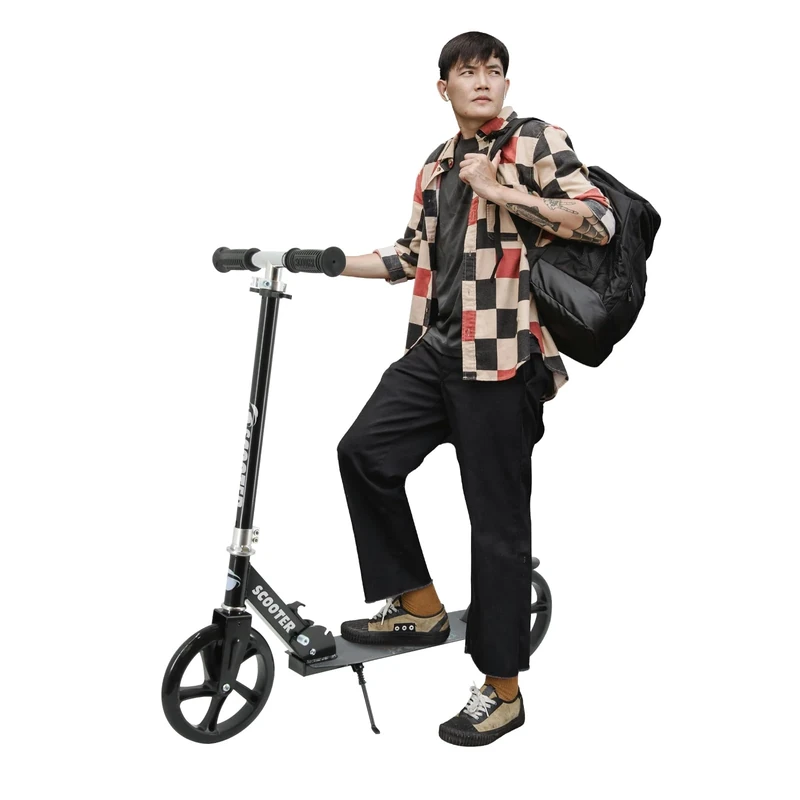 Hyiatyo Lightweight Big-Wheel Kick Scooter for Kids 8-12 & Teens 11-15 - 200 mm Extra-Large Wheels • Height-Adjustable Handlebar (88/93/99 cm) • Foldable Aluminium Frame for Adults Up to 100 kg
