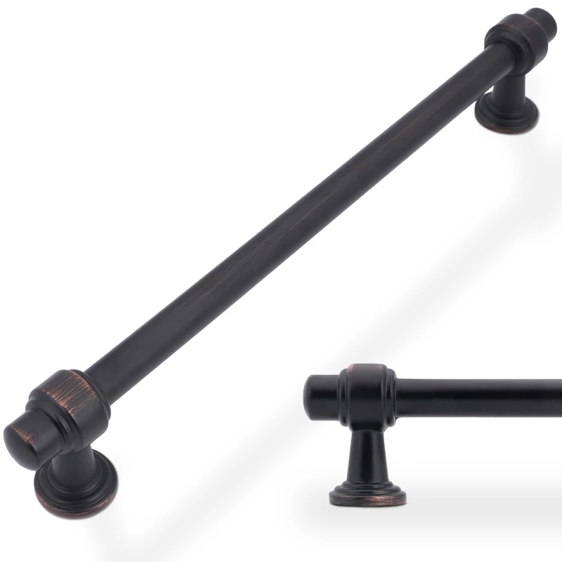 Amasideca 10 Pack Oil Rubbed Bronze Pulls 7-1/2 Inch Hole Centers Kitchen Cabinet Handles Zinc Alloy Champagne Drawer Pulls Solid Cabinet Hardware