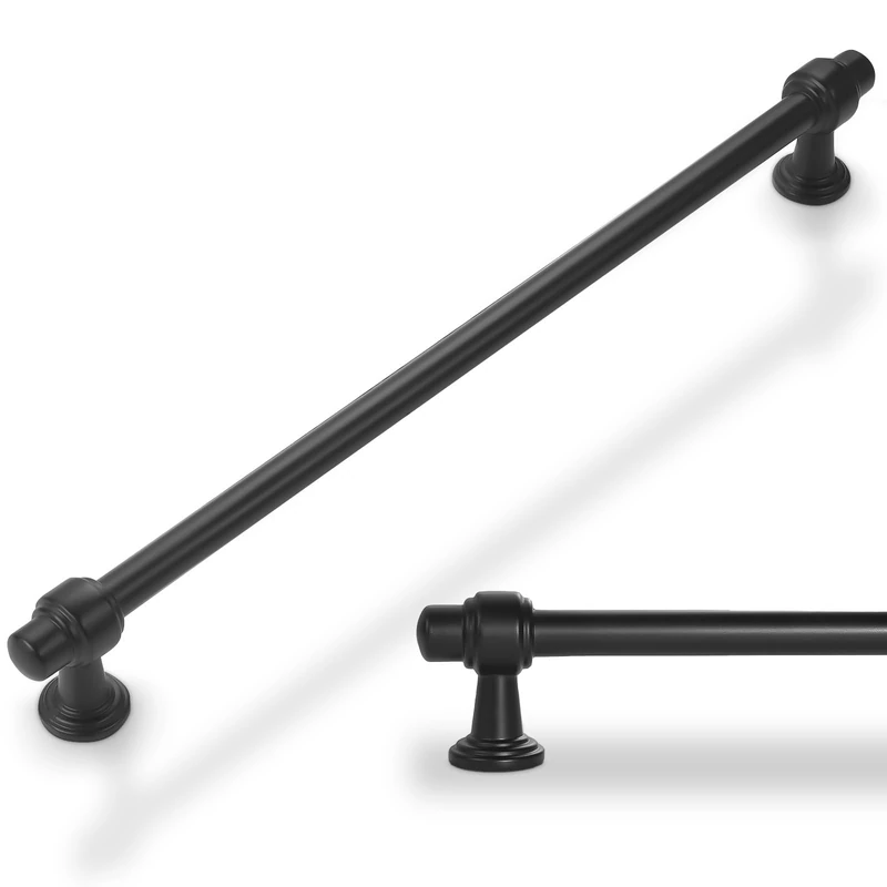 Amasideca 6 Pack Matte Black Cabinet Pulls 10 Inch Hole Centers Kitchen Cabinet Handles Zinc Alloy Black Drawer Pulls Solid Cabinet Hardware