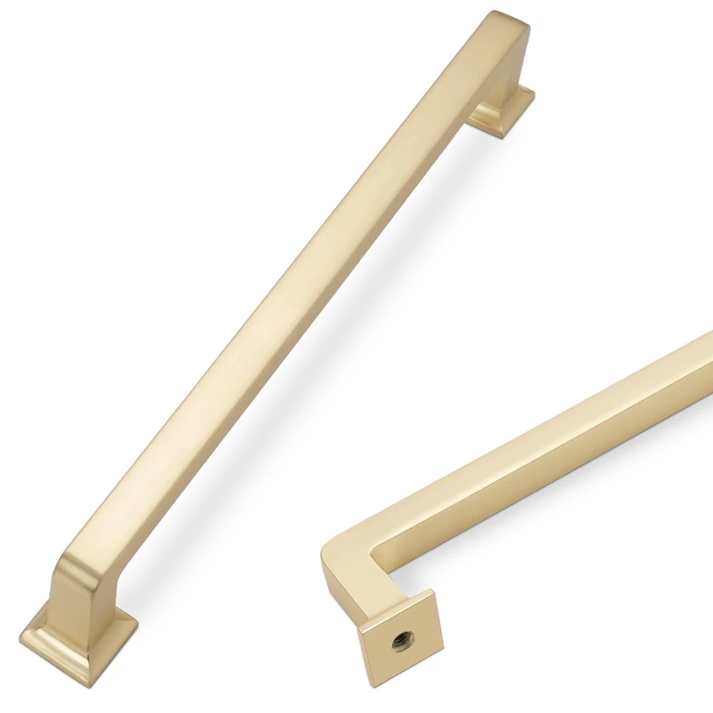 COTYKILEY 10 Pack 7.5 Inch(192mm) Brushed Brass Cabinet Handles Gold Kitchen Cabinet Pulls Cabinet Door Handles Kitchen Cabinet Hardware Cupboard Drawer Pulls Dresser Handles