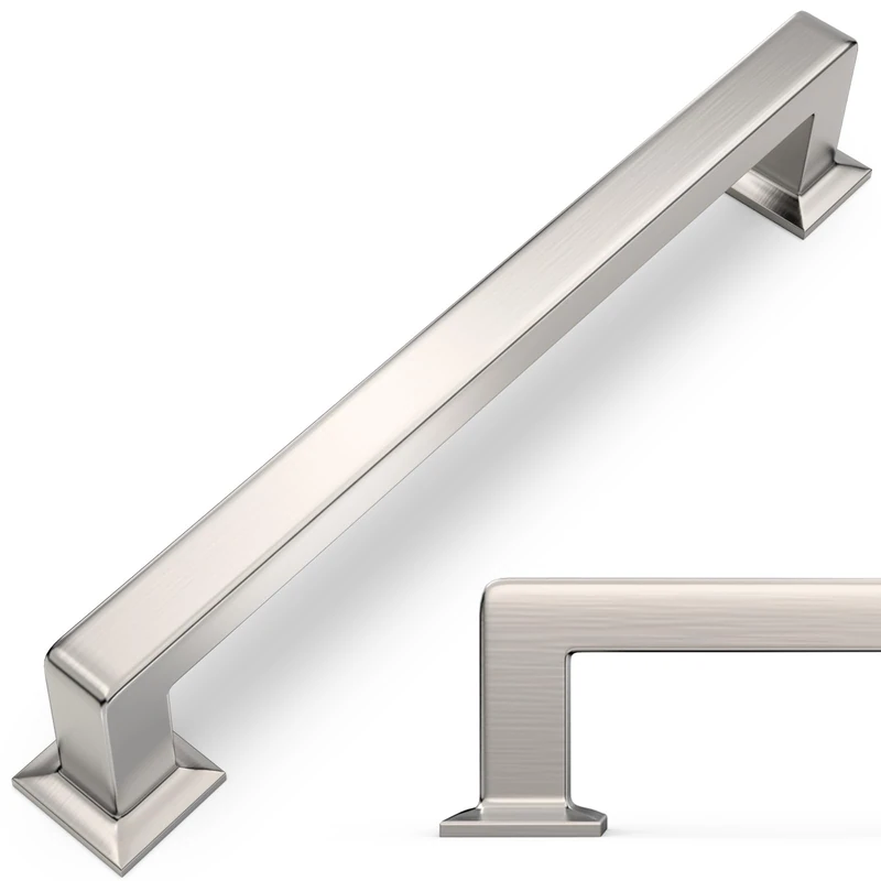 POVEFONK 10 Pack 6-1/4 inch Brushed Satin Nickel Kitchen Cabinet Handles Cabinet Pulls Sliver Drawer Pulls Kitchen Cabinet Hardware Handles Dresser Handles