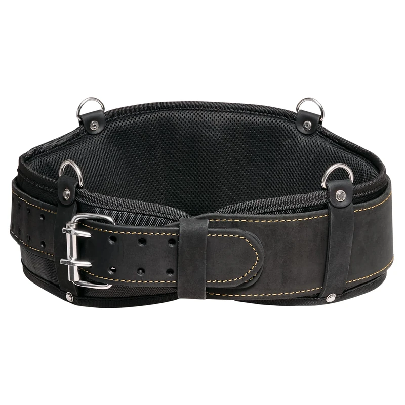 FESA Men's Padded Tool Belt - Leather Tool Belt with Breathable Nylon Back Support Padding - Perfect for Electricians, Carpenters, Construction Workers - Adjustable from 35"-44" - Handcrafted (Black)