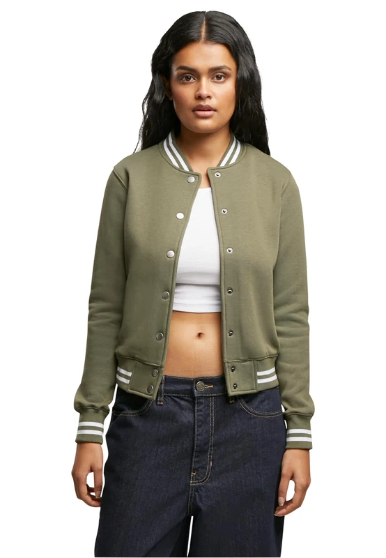 Urban Classics Women's College Sweat Jacket, Olive/Olive, XXL