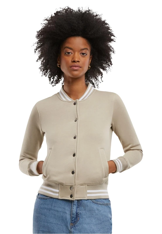 Urban Classics Women's College Sweat Jacket, Chalkdust/Chalkdust, S