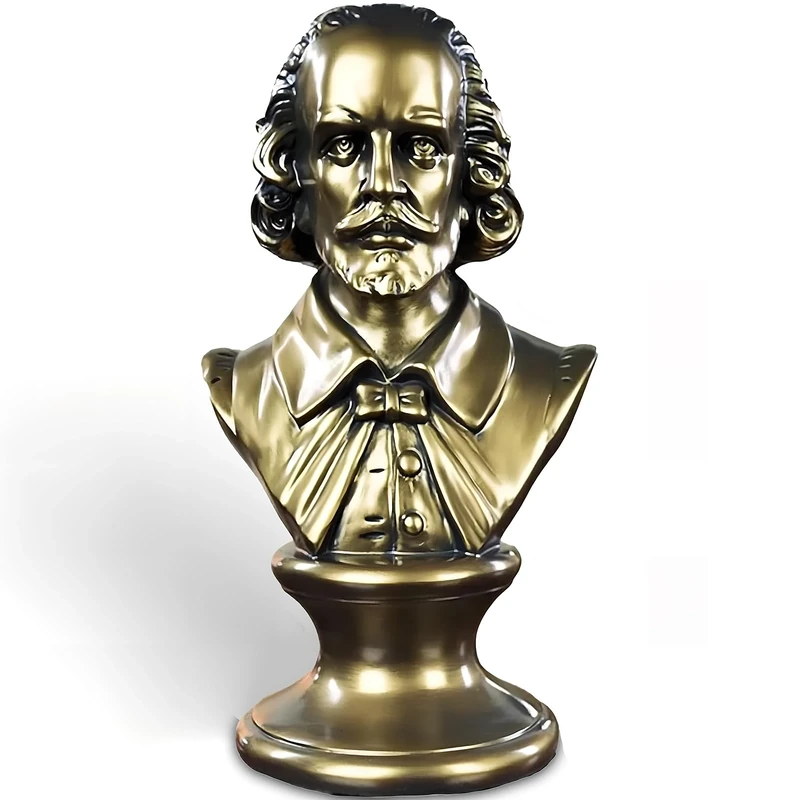 ZKSYLSM Shakespeare Bust Bronze Statue - 12 inches Resin Sculpture for Library and Piano Decor