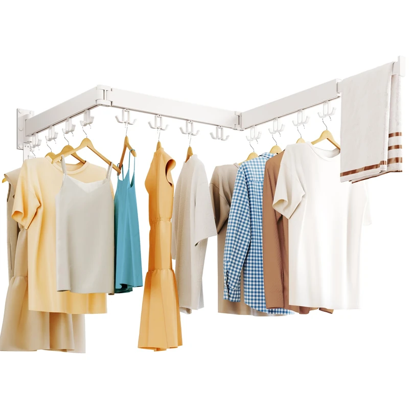 HEILAIYI Clothes Drying Rack, Wall Mounted Collapsible Drying Rack for Laundry Organization and Storage