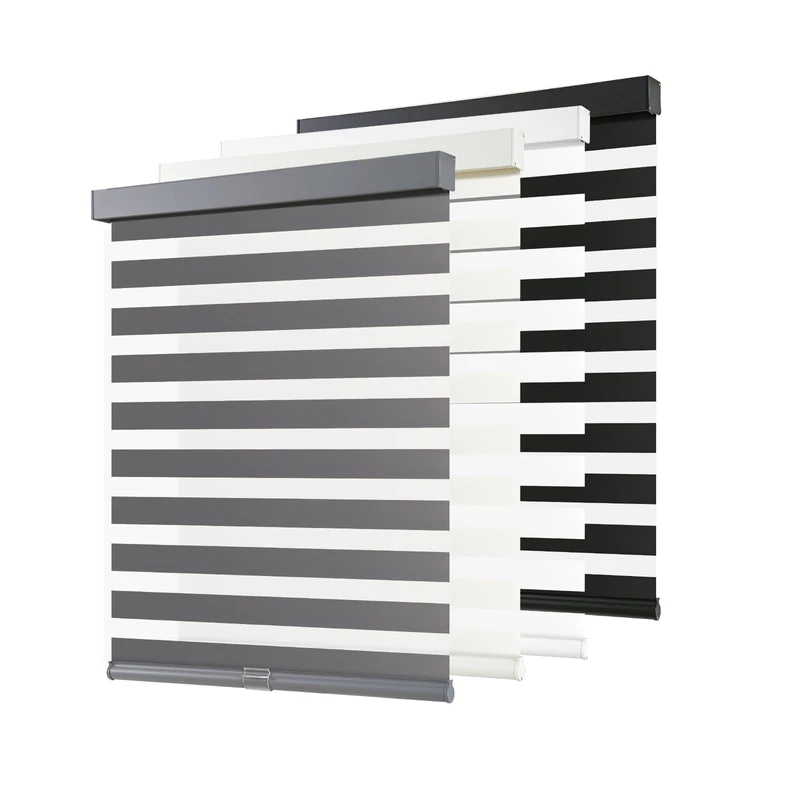 Cordless Zebra Blinds for Windows Pull Down Roller Window Shades Dual Layer Light Filtering Black Out Privacy for Day and Night, Free-Stop Door Shades for Home Easy to Install (35'' W X 72'' H, Grey)