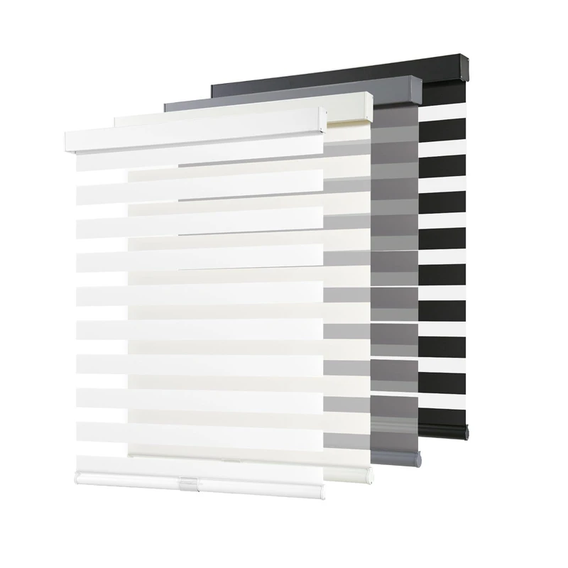 AOSKY Cordless Zebra Blinds for Windows Pull Down Roller Window Shades Dual Layer Light Filtering Privacy for Day and Night, Free-Stop Door Shades for Home Easy to Install (23" W X 72" H, White)