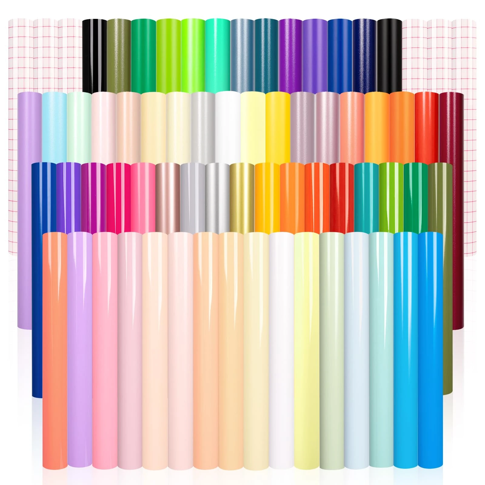 VINYL FROG Permanent Adhesive Vinyl Bundle 70 Pack Adhesive Vinyl Sheets 12''x12'' Permanent Vinyl for Cups, Decals, DIY Craft Projects