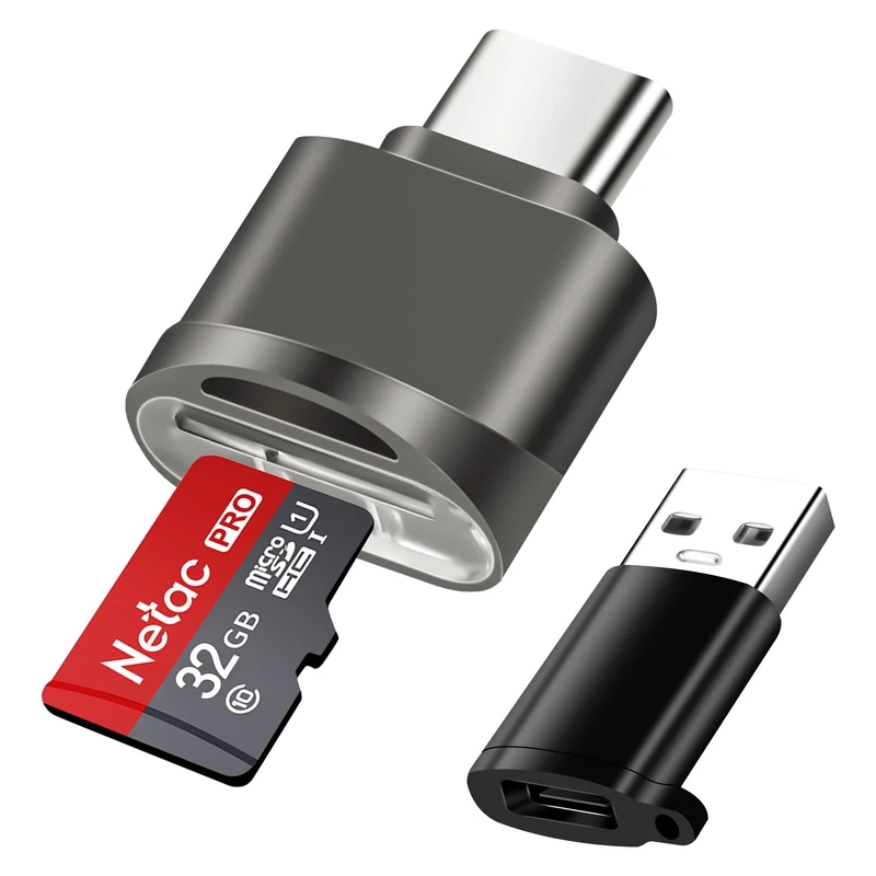 AXFEE USB-C Micro SD Card Reader - TF Card Reader for Micro SDXC, SDHC Cards; Compatible with Galaxy Phones, Laptops, MacBook - Grey