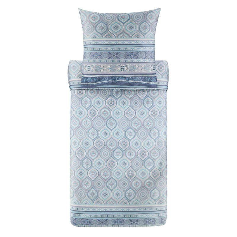 Bassetti Hanbury 9329939 Bed Linen 2 Pillowcases 100% Cotton Satin Azure Blue C1 Size: 200 x 200 cm