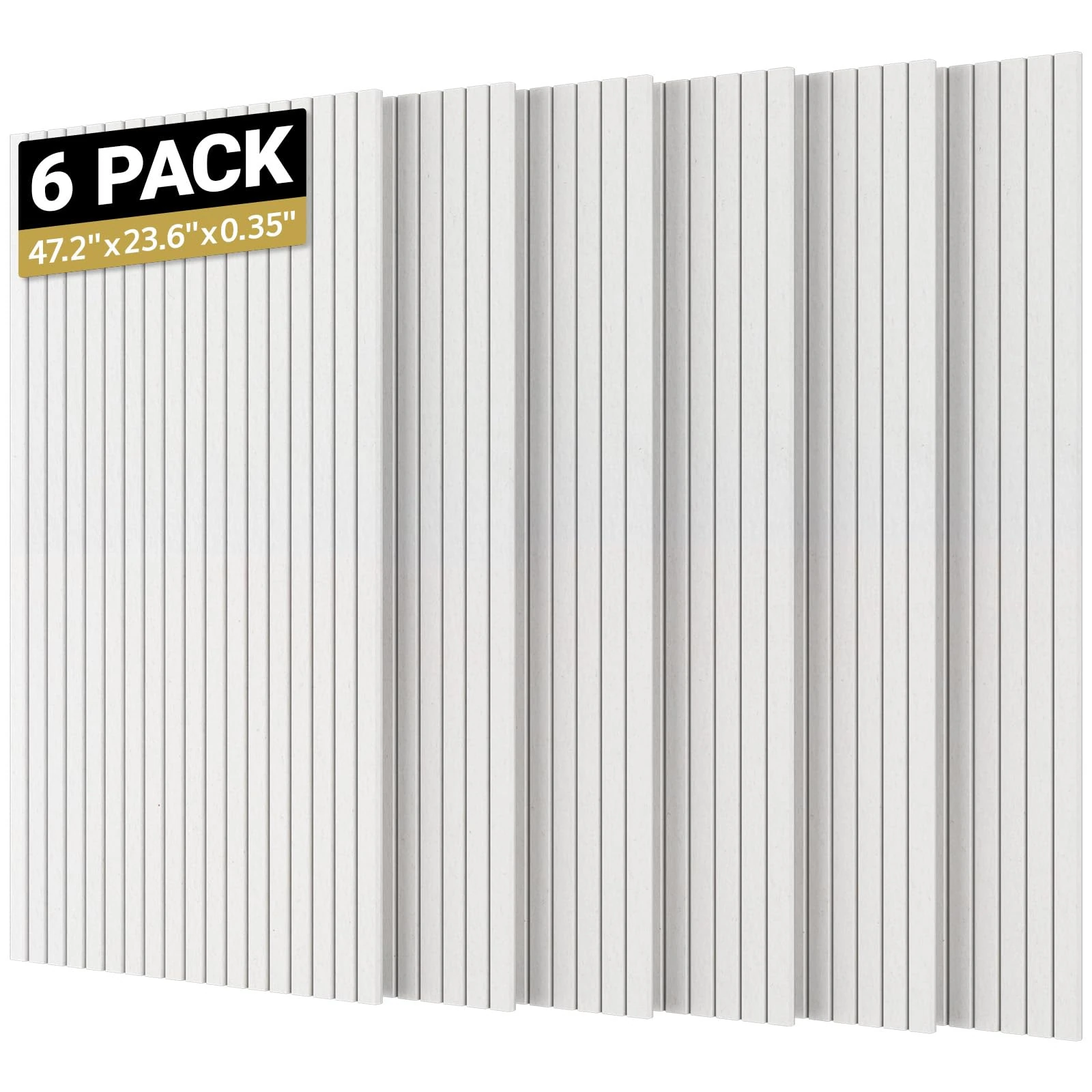 TONOR 6 Pack Large Acoustic Panels,47.2'' x 23.6'' x 0.35'' Acoustical Wall Panel, Self-Adhesive Sound Proof Panels, Decorative Soundproof Wall Panels for Echo Absorption for Home Studio Office, White