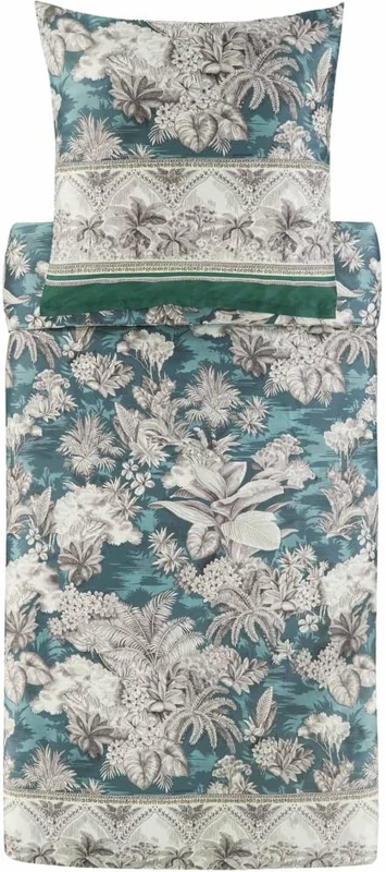 Bassetti BOBOLI 9329896 Bed Linen + 1 Pillowcase Made from 100% Cotton Satin in Green V1, Dimensions: 135 x 200 cm + 1 K 80 x 80 cm