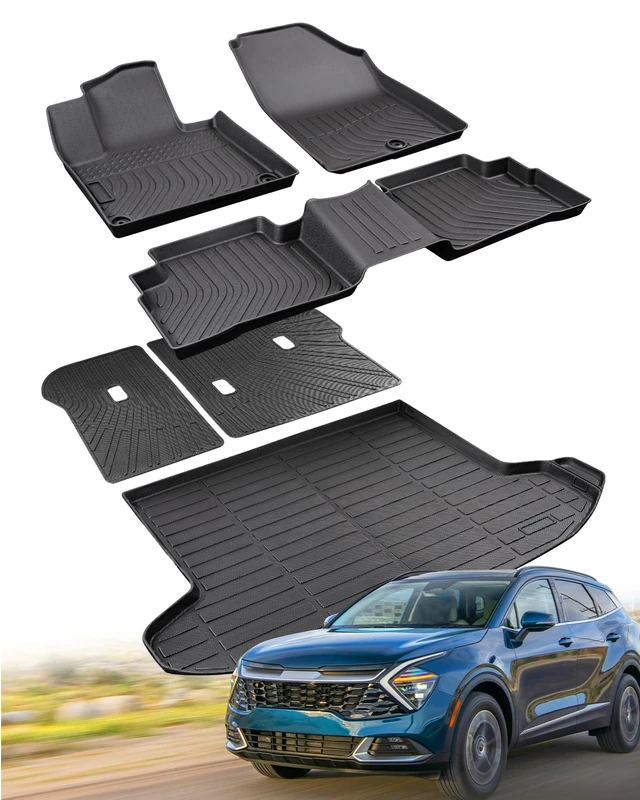 CreekT for Kia Sportage Floor Mats & Cargo Liner with Back Seat Cover Protector 2023 2024 (Not Hybrid) All Weather Waterproof TPE Rubber Floor Mats - Image 1