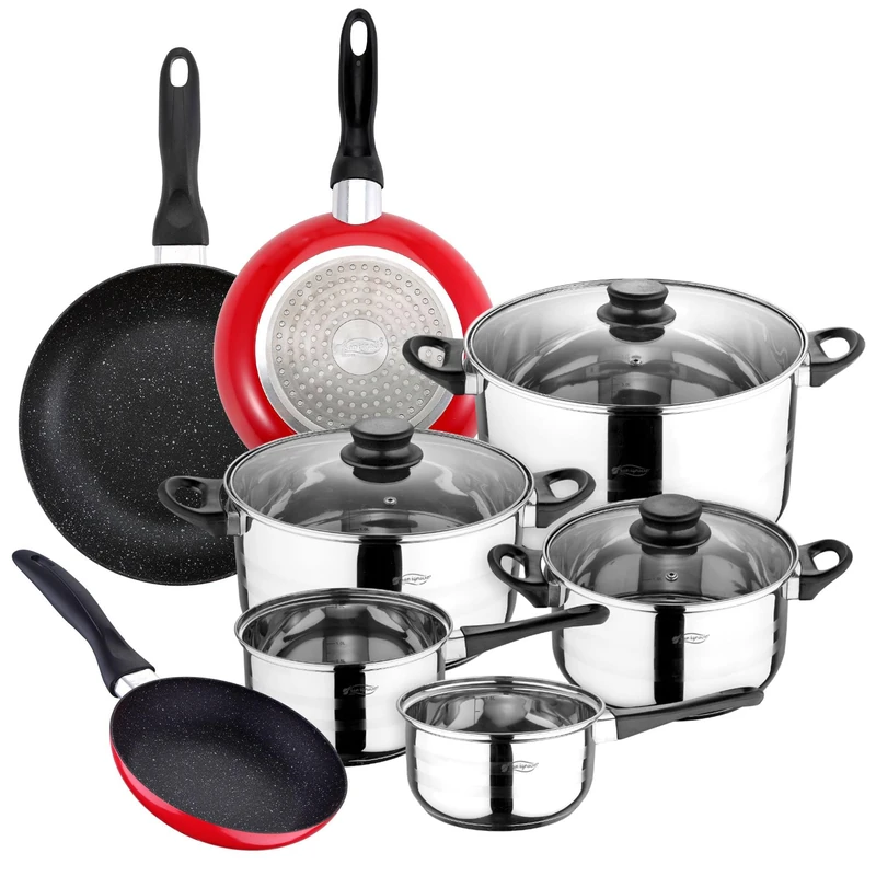 8-Piece Cookware Set + 3 Frying Pans 16/20/24 cm Aluminium San Ignacio