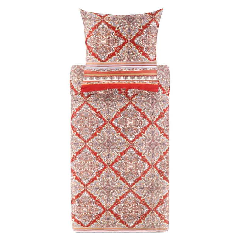 Bassetti Marechiaro 9329926 Bed Linen + 1 Pillowcase 100% Cotton Satin in Red R1, Dimensions: 155 x 220 cm + 1 K 80 x 80 cm
