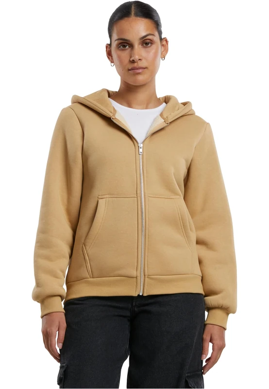 Urban Classics Women's Bonded Sherpa Zip Hoodie, Loose Fit, Sizes XS - 5XL, Union beige, 5XL - Image 1