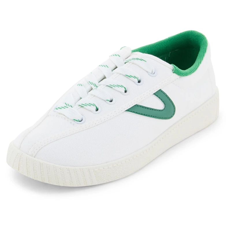 TRETORN Women's Nylite Plus Canvas Sneakers, White/Green/Green, 5.5 UK