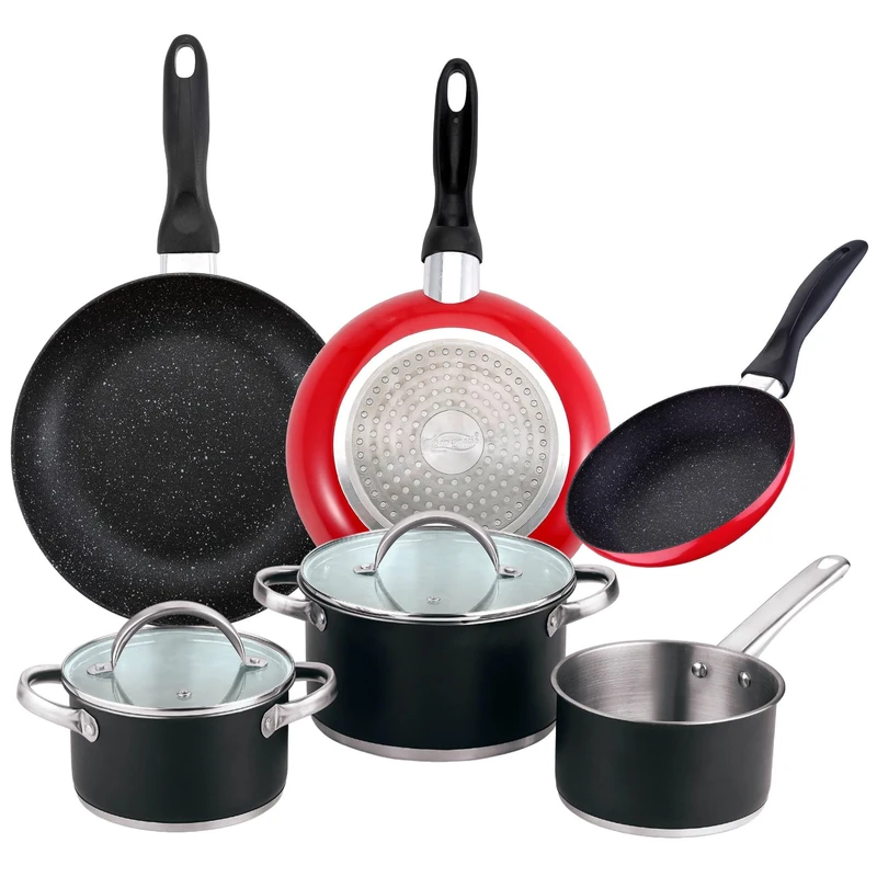 San Ignacio Set of 3 Frying Pans Ø16Ø20Ø24cm + 5pcs Cookware Set in Steel - Image 1