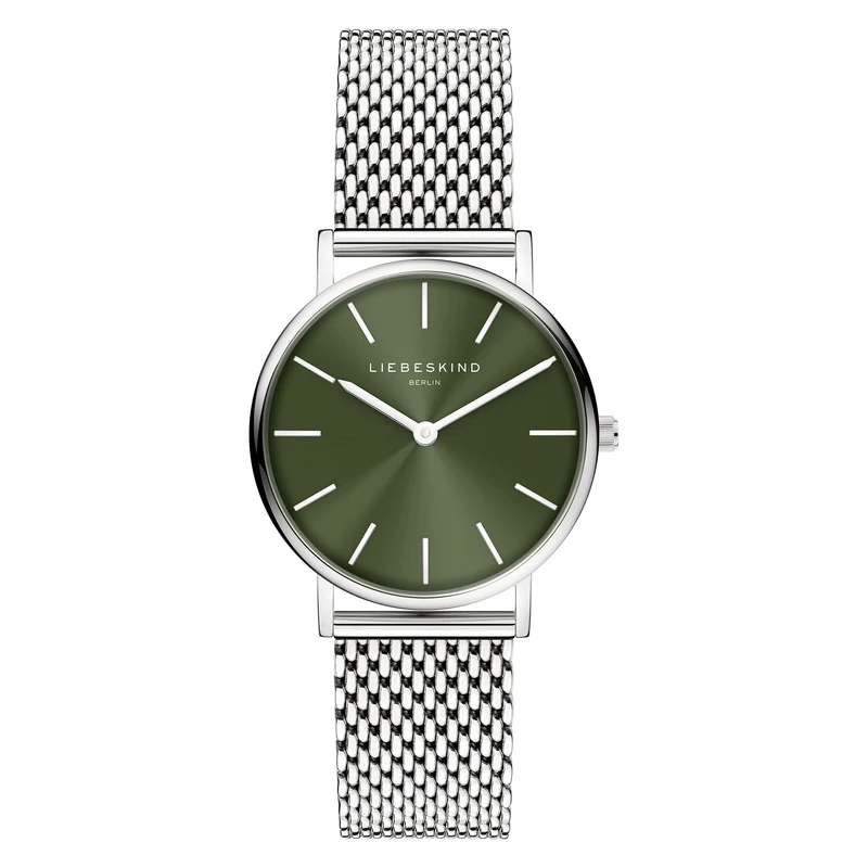 Liebeskind Berlin Women's Silver-Green Mesh Strap Watch
