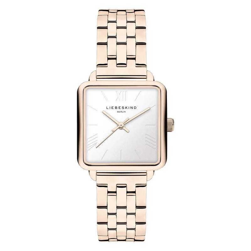Liebeskind Berlin Women's Watch - Square Quartz Watch 28 x 28 mm - 3 ATM Waterproof - Stainless Steel, Leather or Mesh Strap - Modern & Versatile, Frozen Rosé, Rose Gold/White