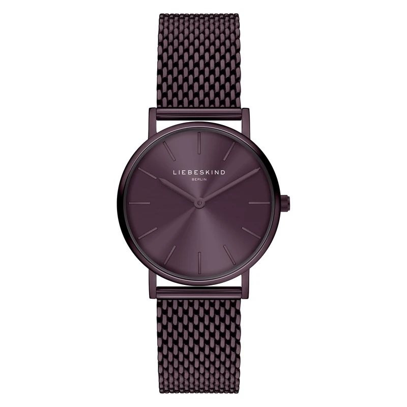 Liebeskind Berlin Stainless Steel Watch with Adjustable Mesh Strap, Purple, Minimal