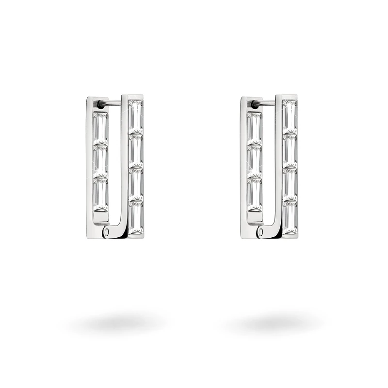 Liebeskind Berlin Creole Earrings Stainless Steel 2.2 cm with Zirconia Stones, 2,2 cm, Stainless Steel, Cubic Zirconia