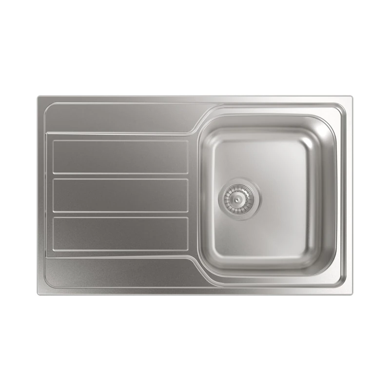 Cata CDL 1 Reversible Sink with Square Drainer Bowl Depth 18 cm Installation in Furniture 45 cm Base with Absorbent Bottom Basket Valve 3 1/2 Inch Width 77 cm Stainless Steel Colour
