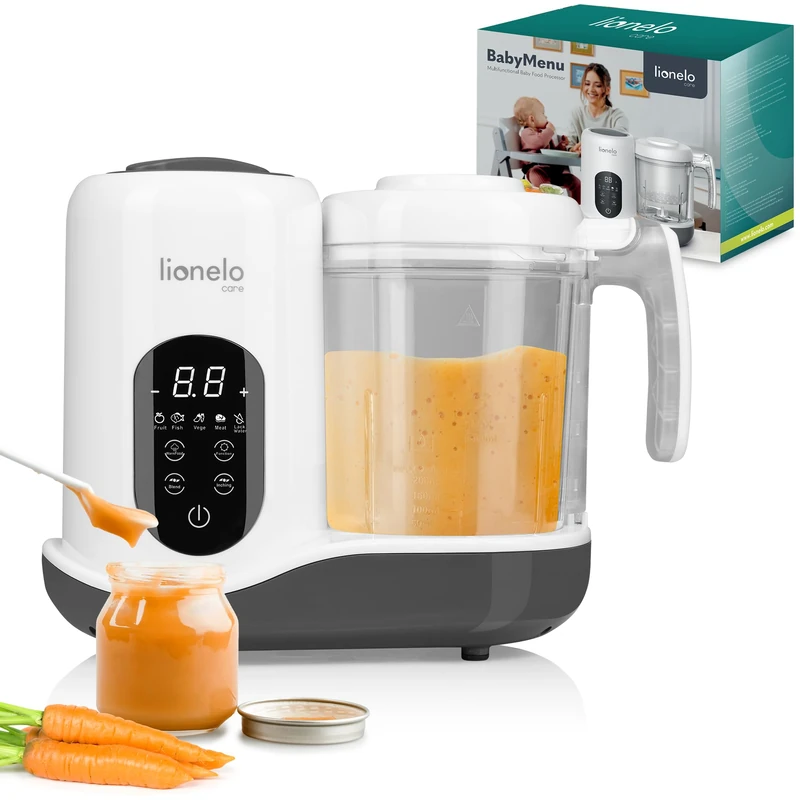 LIONELO Baby Menu 8-in-1 - Multifunctional Baby Cooker: Steamer, Warming, Defrosting, Car Blender + Pulse, Bottle Warmer, Sterilizer, Automatic Cleaning | Processor