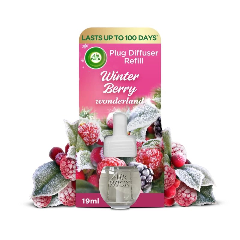 Air Wick, Winter Berry Wonderland, Plug in Electrical Air Freshener Refills, 19ml, Pack of 1, Lasts up to 100 Days